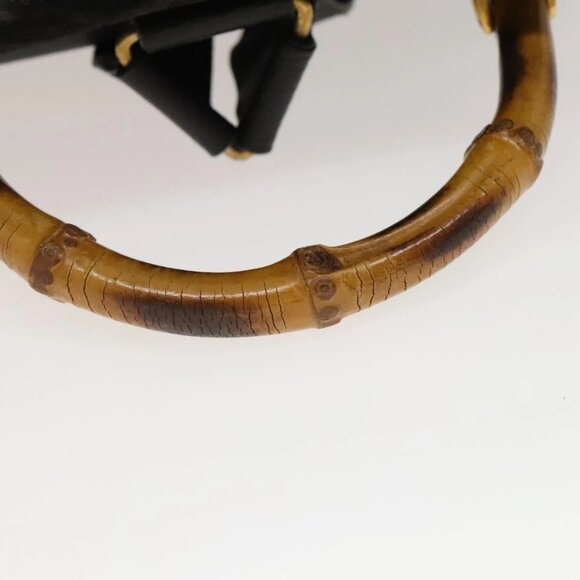 GUCCI Bamboo Backpack Suede Leather Black Gold main image 13